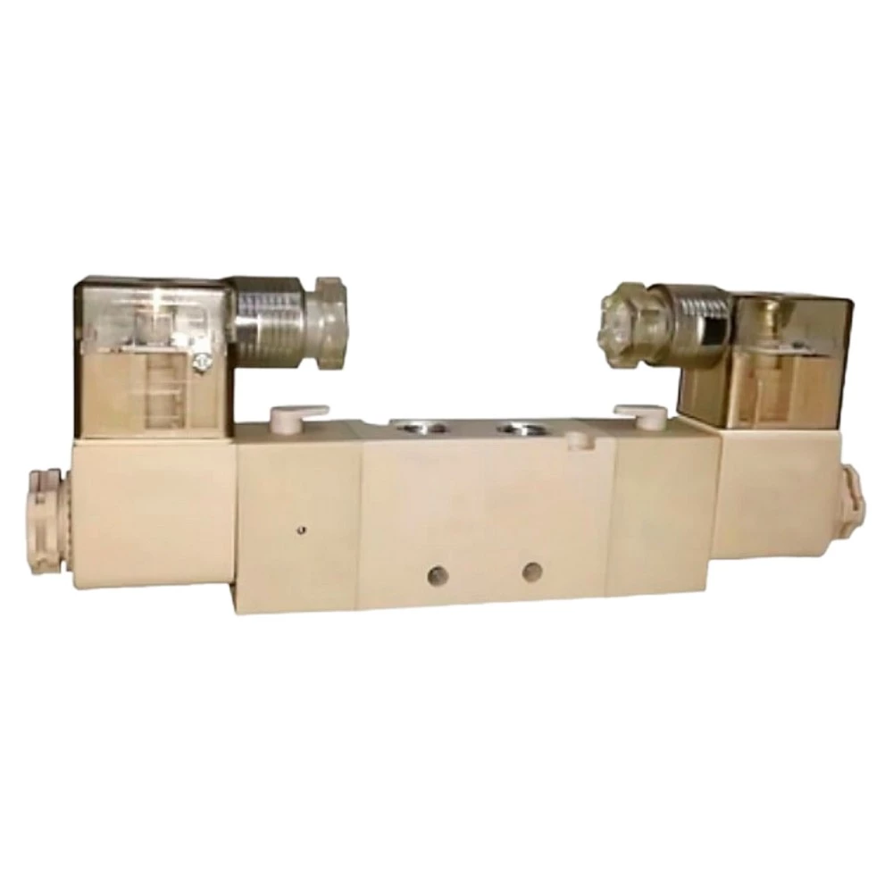Кран шаровой Ду20 Ру16 полнопроходной трехходовой, фланцевый, корпус - нержавеющая сталь SS316, с пневмоприводом PA-SA-065 с возвратными пружинами, пневмораспределителем 4V320-10 AC220V и БПВ AFC2000 (BV3232P(4pc)-FP-3WL-F)