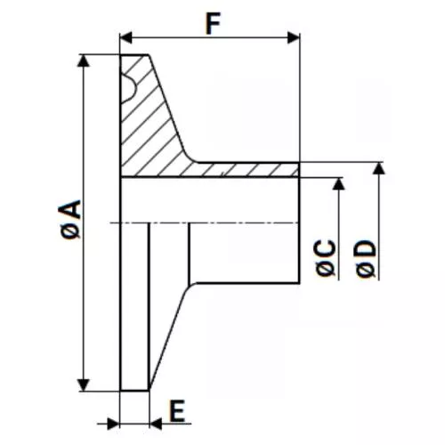 Штуцер CLAMP UC-31-W-34 Ду15 Ру10, корпус - нержавеющая сталь 304, присоединение - под приварку