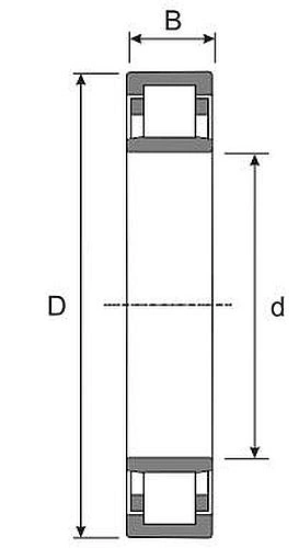 Подшипник роликовый NPT NU 215-ECJ однорядный, внутренний диаметр - 75мм, зазор CN (нормальный), тип отверстия - цилиндрический, сепаратор - J (штампованный сталь), уплотнение - открытое, корпус - сталь