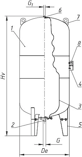 Гидроаккумулятор Wester WAV16 1 1/4″ 300 л Ру16 вертикальный, наружная резьба, корпус – углеродистая сталь