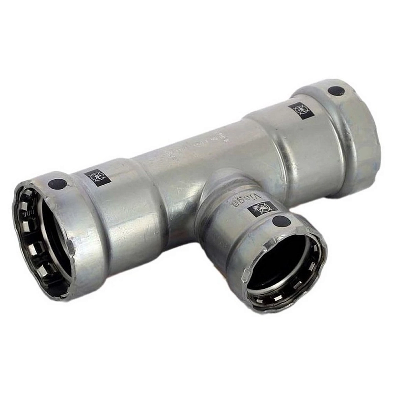 Тройник переходной Viega Megapress с SC-Contur Дн1 1/2″x3/4″x1 1/2″ Ру16 стальной оцинкованный, присоединение - пресс