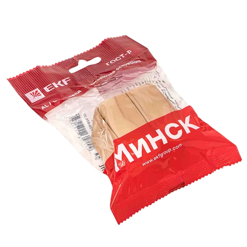 Выключатель двухклавишный EKF Basic Минск открытой установки, номинальный ток - 10 А, степень защиты IP20, цвет - светлое дерево EGV10-023-30