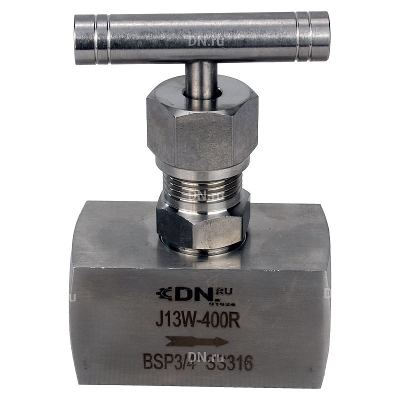 Клапан игольчатый VN3232M-T-Ht 3/8″ Ду10 Ру400 резьбовой, корпус - нержавеющая сталь 316, уплотнение - металл, с Т-образной рукояткой